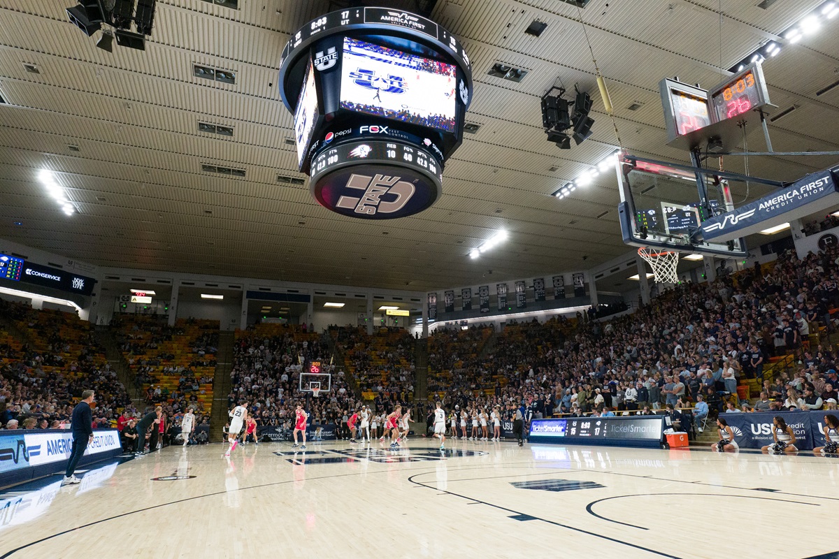 View of basketball court. 