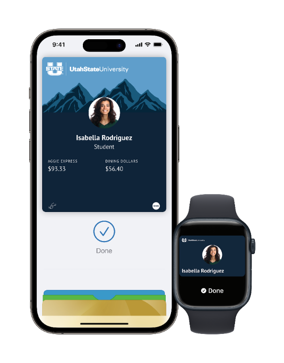 Example of iPhone mobile wallet USU ID card
