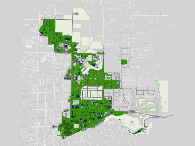 Map of tree locations on USU main campus