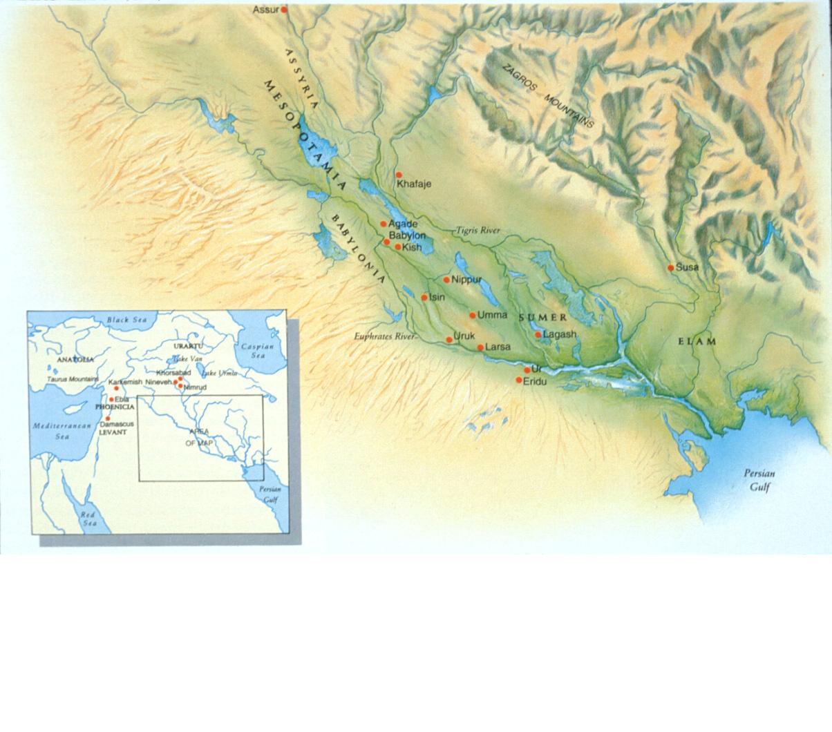 mesopotamia physical map