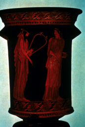 Greek Vase depicting Sappho and Alcaeus (click to see larger image)