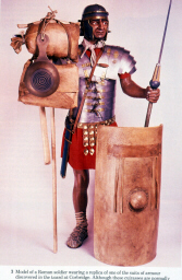 Modern reconstruction of a Roman Legionary in full uniform (click to see larger image)
