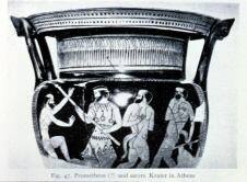 Greek vase depicting Prometheus and the Satyrs (click to see larger image)