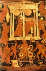 Vase depicting a series of scene from a tragedy about Medea (click to see larger image)