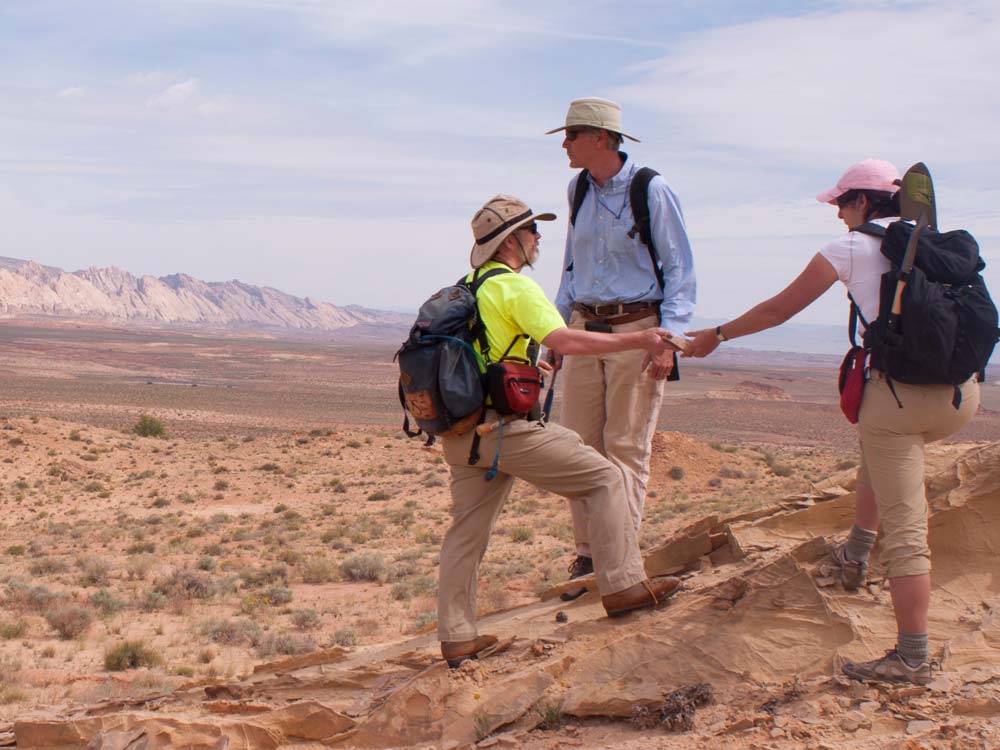 Jim Evans with geologists in the field