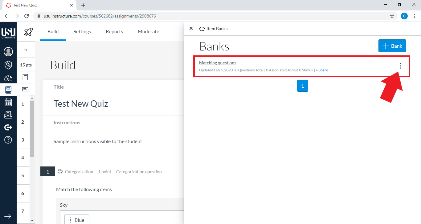 Canvas New Quizzes Question Banks | Teach | USU