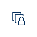 blueprint icon of two stacked boxes with a lock in front of them