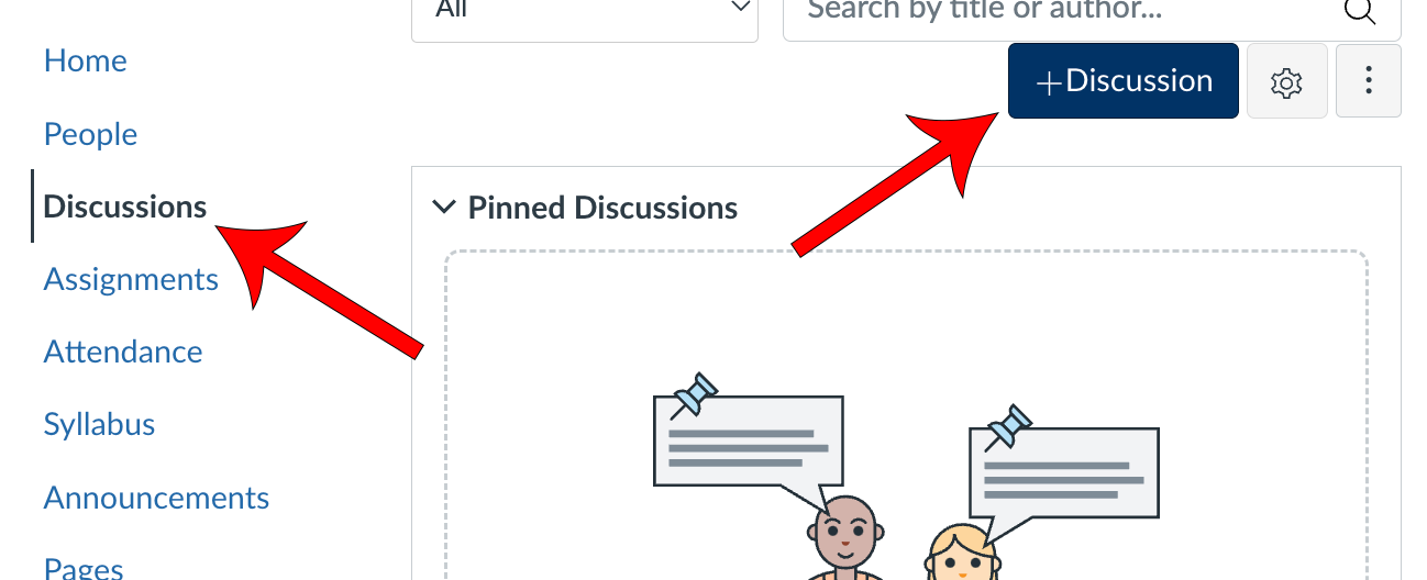 Canvas add discussion button.