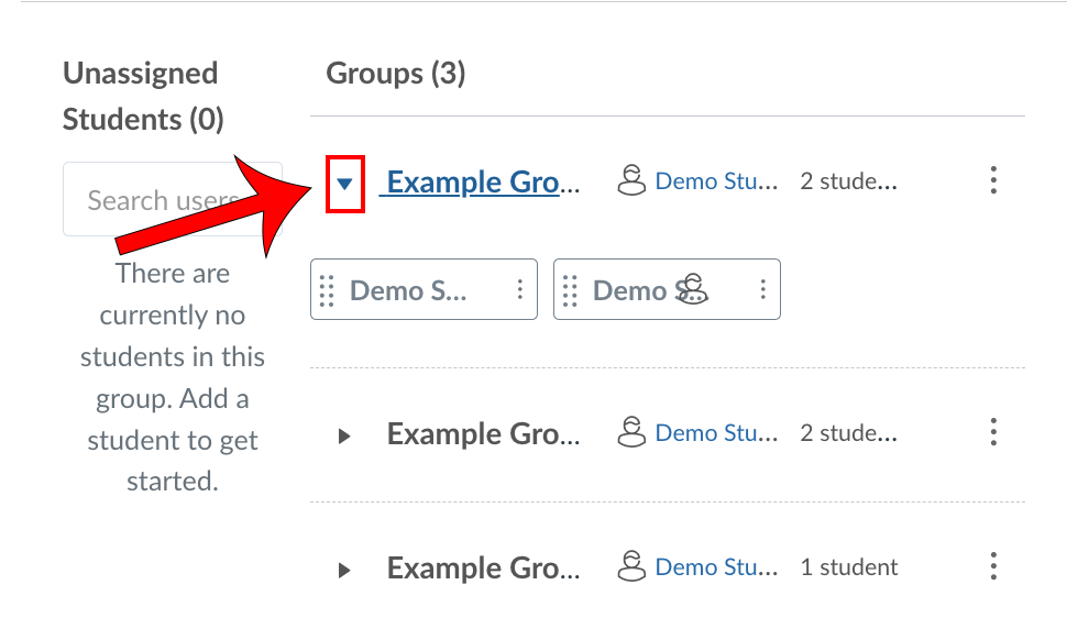 Canvas groups expand button.