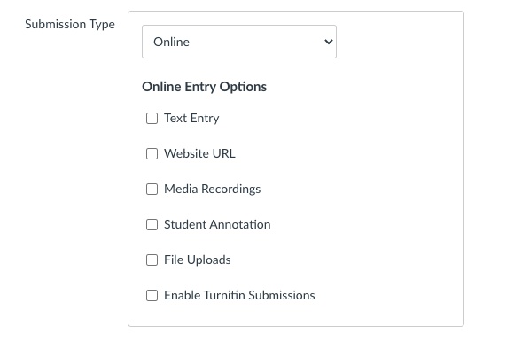 Canvas online submission types