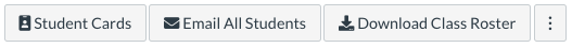 Buttons at the top of a Canvas course People page including Student Cards, email all students, and download class roster.