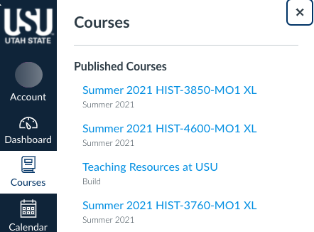 list of courses with third course showing an outlined star and fifth course showing a filled-in star
