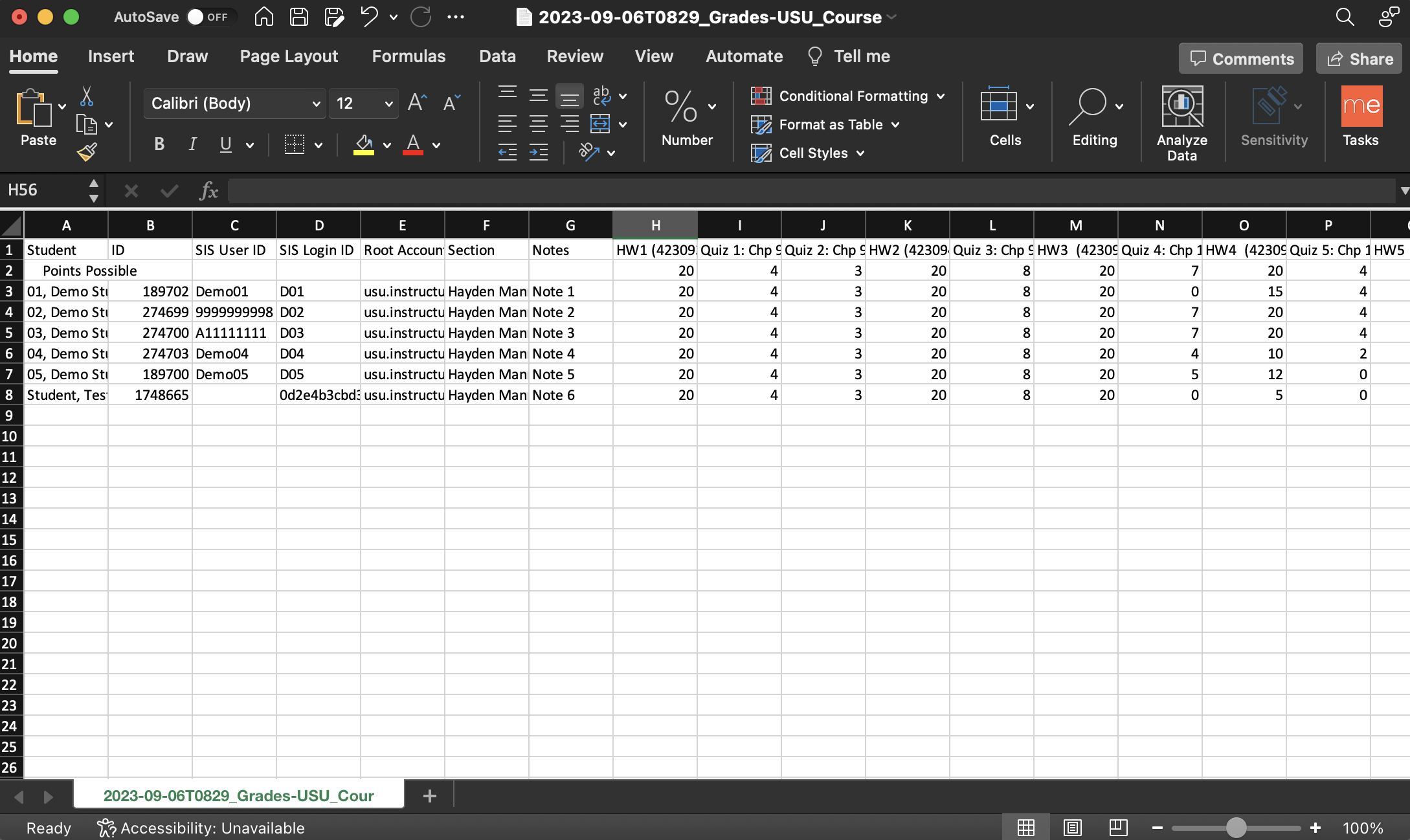 Spreadsheet example preview.