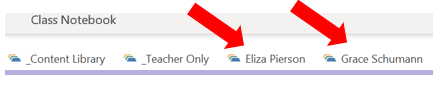 showing the location of where to find individual student notebooks