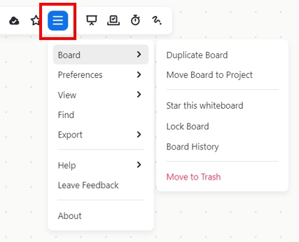 menu showing the other options available in the Zoom whiteboard feature