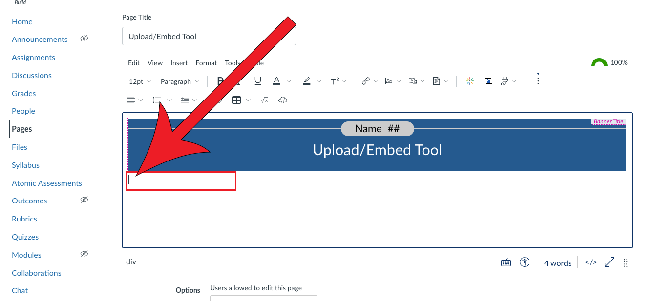 Add a Banner Image Using the Upload/Embed Tool | Teach