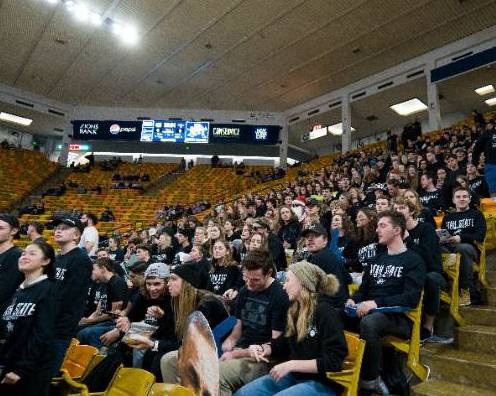 Students attending a basketball game